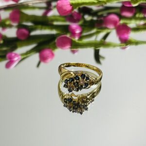 Blue Sapphire Ring | Diamond and Sapphire Ring | 18K Japanese Gold