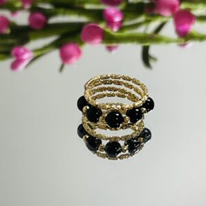 Spiral Ring With Onyx | Spiral Ring | Spiral Gold Ring | Onyx Ring