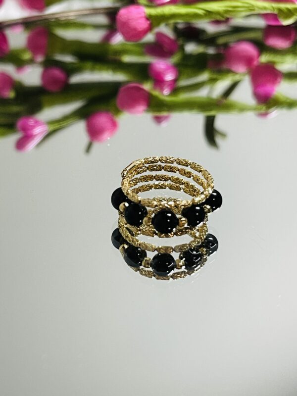 Spiral Ring With Onyx | Spiral Ring | Spiral Gold Ring | Onyx Ring
