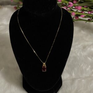 Red Garnet Necklace | Garnet Necklace | 18K Japan Gold
