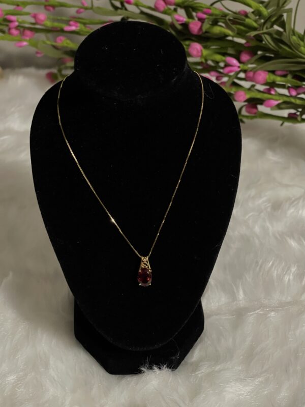 Red Garnet Necklace | Garnet Necklace | 18K Japan Gold