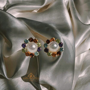 Gemstone Earrings | multi-colour gemstone | Akoya Pearl Earrings